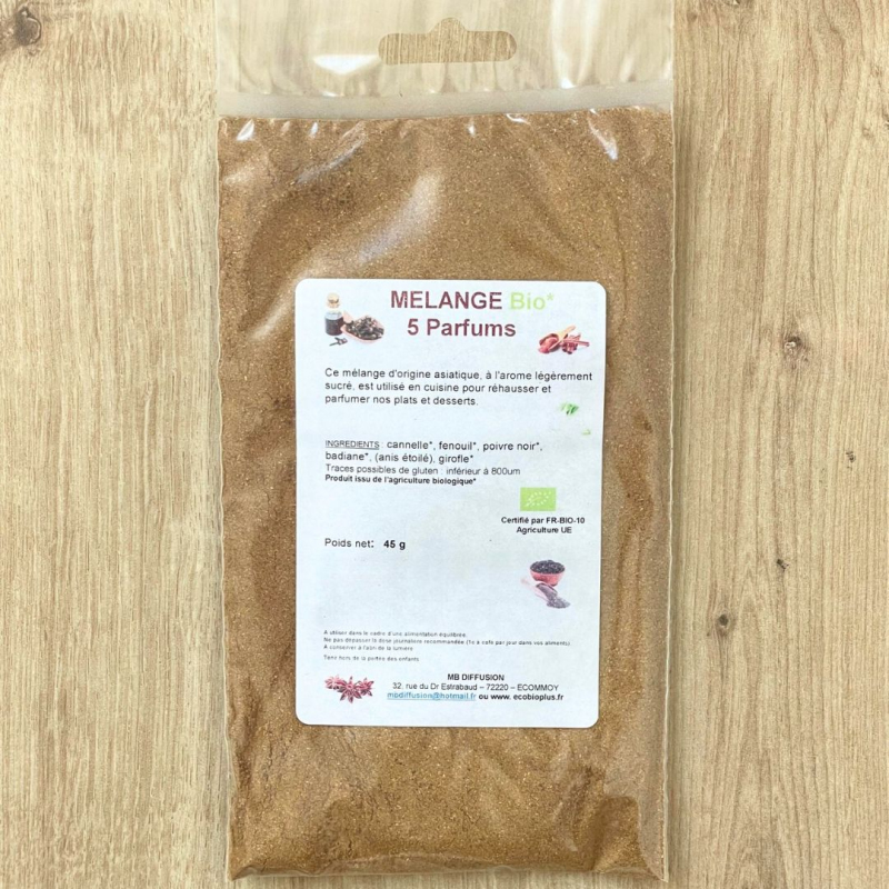 Mélange d'épices bio 5 parfums