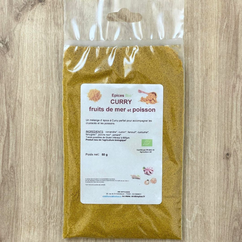 Curry bio pour fruits de mer et poissons