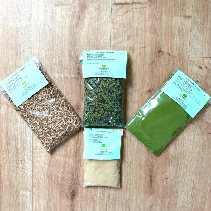 Sachets d'ortie sous différentes textures